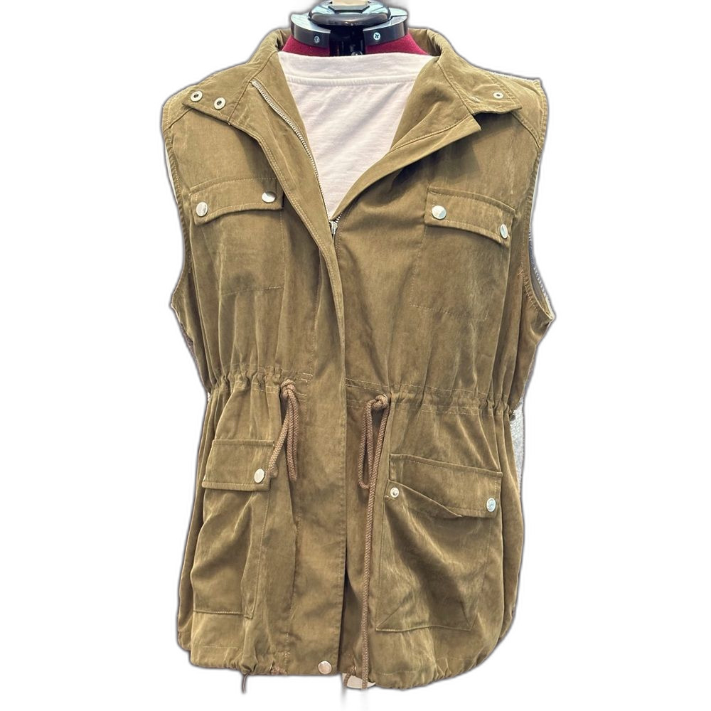 Utility Cargo Vest with Aztec Blanket style back